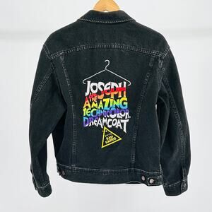 Rare 90s Lee Black Denim Rock Goth Theater One of a Kind Trucker Jacket